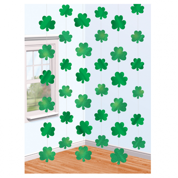 6 7FT SHAMROCK ST PATRICK/'S DAY PARTY GREEN 7FT HANGING STRING DECORATION IRISH