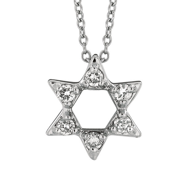 Pre-owned Morris 0.20 Carat Natural Diamond Star Of David Necklace 14k White Gold Si 18'' Chain