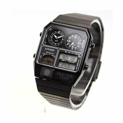 Pre-owned Citizen Ana-digi Temp Reprint Model Watch Black Jg2105-93e From Japan F/s