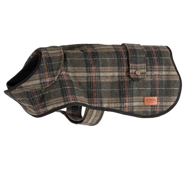 Ancol Heritage Green Tartan Check Dog Coat Extra Warm Fleece Line