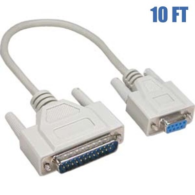 10FT DB9 9Pin Female to DB25 25Pin Male Shielded Molded Adapter Converter Cable