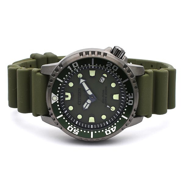 Pre-owned Citizen Promaster Bn0157-11x Green Marine Diver Eco-drive Men Wrist Watch Gift