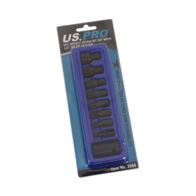 US PRO 9PC IMPACT SPLINE BIT SOCKET SET 1/2'' DRIVE M6 M8 M9 M10 M12 M14 M16 M18
