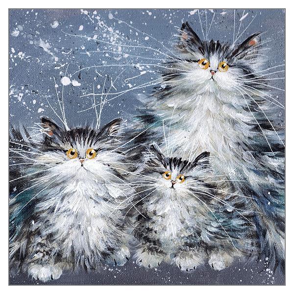 Fluffy Tabby Family Funny Cat Greeting Card Kim Haskins