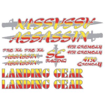 SE Racing - Assassin red and yellow with silver sword decal set