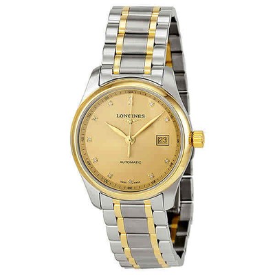 Женские двухцветные часы Longines Master Collection с циферблатом цвета шампанского L2.257.5.37.7