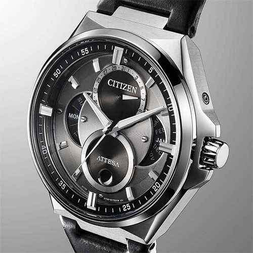 Pre-owned Citizen Bu0060-09h [eco Drive Ring Solar Act Line Triple Calendar Moon Phase]