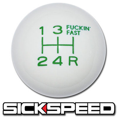 WHITE/GREEN FING FAST SHIFT KNOB 5 SPEED SHORT THROW SHIFTER LEVER 12X1.75 S05