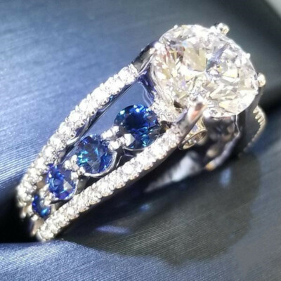 925 Silver Filled Ring Women Fashion Cubic Zircon Wedding Jewelry Sz 6-10