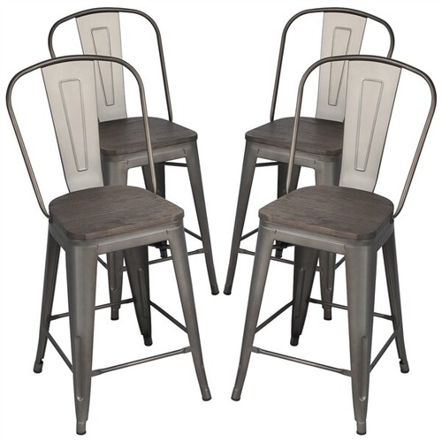 S Barstools With Wood Seat W/footrest Backrest Chairs