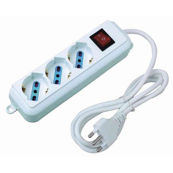 Multipresa Bipasso Schuko 3 Posizioni Interruttore Luminoso Cavo 1.5mt 16A moc