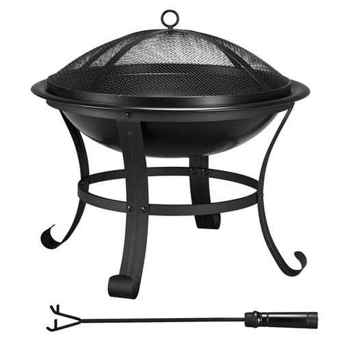 Garten Feuerstelle mit Funkenschutz & Schürhaken Feuerschale Outdoor Feuerkorb