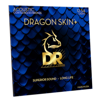 DR DA8-12 Dragon Skin+ Plus Coated Acoustic Guitar Strings; gauges 12-54