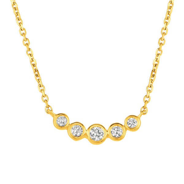 Pre-owned Morris 0.35 Carat Natural Diamond Bezel Necklace Pendant 14k Rose Gold Si 18 Inch