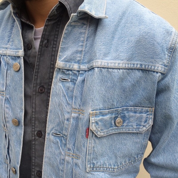 Vintage levi's denim jacket Levi light blue faded Stonewash medium 501