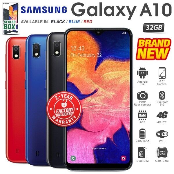 2X New & Sealed Factory Unlocked SAMSUNG Galaxy A10 Black Android Smartphones | in Purfleet