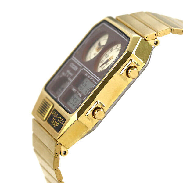 Pre-owned Citizen Collection Ana-digi Temp Jg2103-72x Analog Digital Gold Watch Unisex