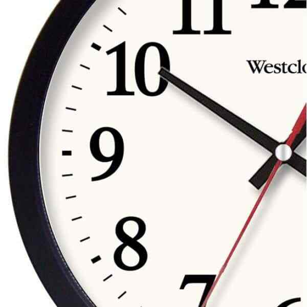 Corded Wall Clock 14 inch Black Electric with AC Adapter Included Battery Backup