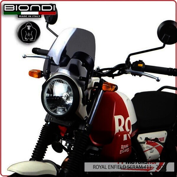 CUPOLINO PARABREZZA MOTO PER ROYAL ENFIELD SCRAM 411 2022> SPORT FUME' CHIARO