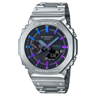 Pre-owned Casio G-shock Gm-b2100pc-1ajf Rainbow X Silver Metal Analog Digital Men Watch