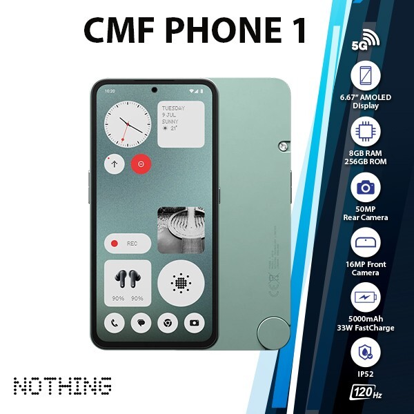 CMF Nothing Phone 1 ライトグリーン 128GB イヤホン付 Nothing CMF Phone 1 5G Light Green 256GB + 8GB Dual-SIM