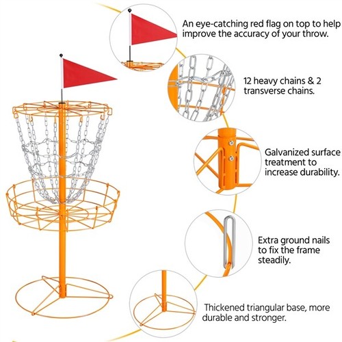 Portable Disc Golf Basket Flying Disc Golf Practice Basket Indoor/Outdoor Orange