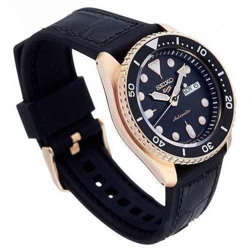 Pre-owned Seiko 5 Sports Sbsa028 Automatic Mechanical Black X Gold Diver Watch Men Japan