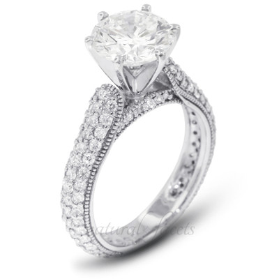 5.83ctw F/SI3 Round Cut Earth Mined Certified Diamonds Platinum Side Stone Ring