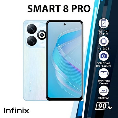 Infinix Smart 8 Pro Android Cell Phone (Blue, 4GB+128GB, Dual SIM, Global)