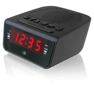 Large Red LED Display Digital Dual Alarm Clock Radio Battery Powered Backup