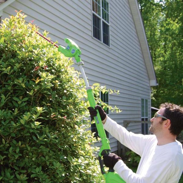 Electric Cordless Hedge Trimmer Greenwork Extended Reach Outdoor Power Equipment