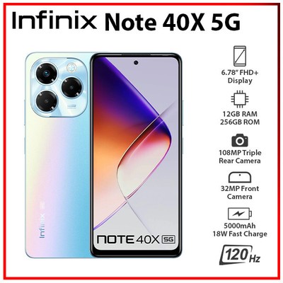 (Unlocked) Infinix Note 40X 5G 12GB+256GB BLUE Dual SIM Android Cell Phone