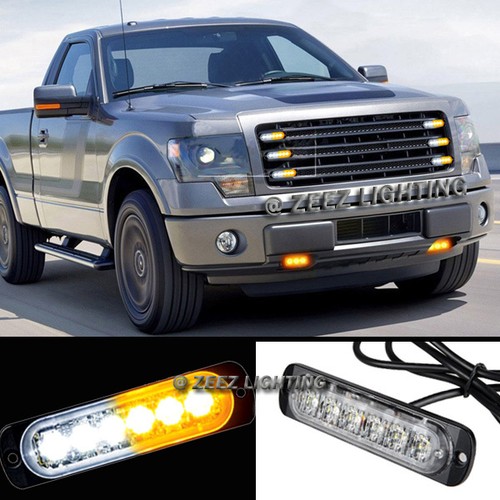 1X 6 LED Amber&White Emergency Hazard Warning Strobe Beacon Caution Light Bar#90