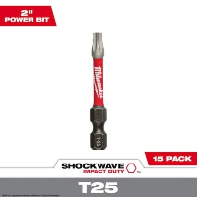 SHOCKWAVE Impact Duty 2 In. T25 Torx Alloy Steel Screw Driver Bit (15-Pack)