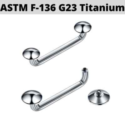 14G 9/16 Internally Threaded Titanium Dome 90 Degree Flat Surface Staple Barbell