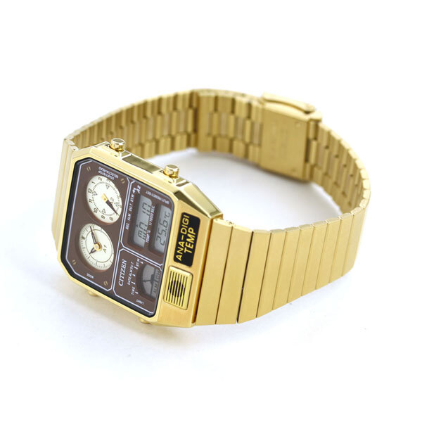Pre-owned Citizen Collection Ana-digi Temp Jg2103-72x Analog Digital Gold Watch Unisex
