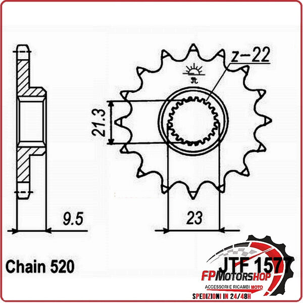 PIGNONE TRASMISSIONE PER MOTO JT 1577 Z15 JTF1577.15 15 DENTI ACCIAIO PASSO 520