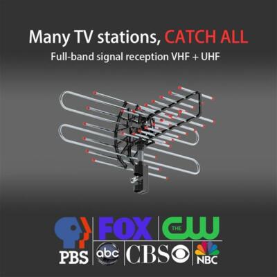 150 Miles HDTV Outdoor 1080P Amplified Digital TV Antenna HD TV 22-38dB UHF/VHF