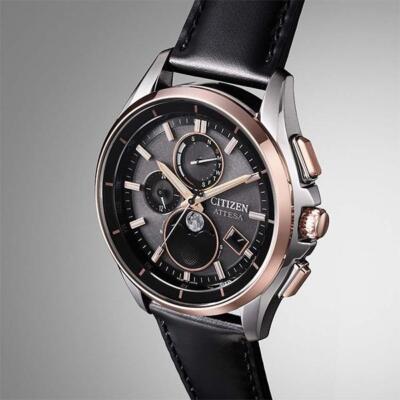 Pre-owned Citizen Attesa By1004-17x Moon Phase Eco-drive Solar Radio Men Watch In Box