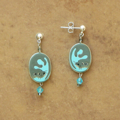 Artisan Painted & Beaded River Otter Earrings-Fair Trade Peruvian Jewelry 