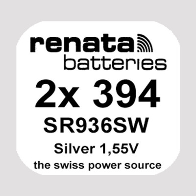 2x Renata 394 Uhren-Batterie Knopfzelle SR936SW SR936 AG9 1,55V Silberoxid Neu