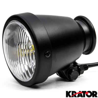 12V Black Universal Motorcycle 4.25'' Bright LED Small Headlight High Low Light