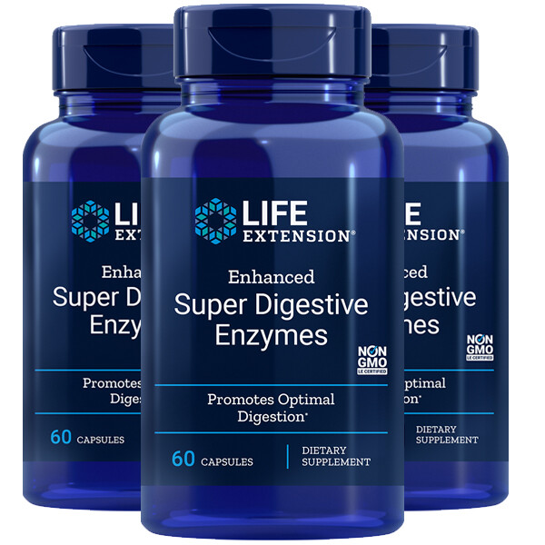 Enhanced Super Digestive Enzymes 3X60 Caps Life Extension Protease/Amalyse