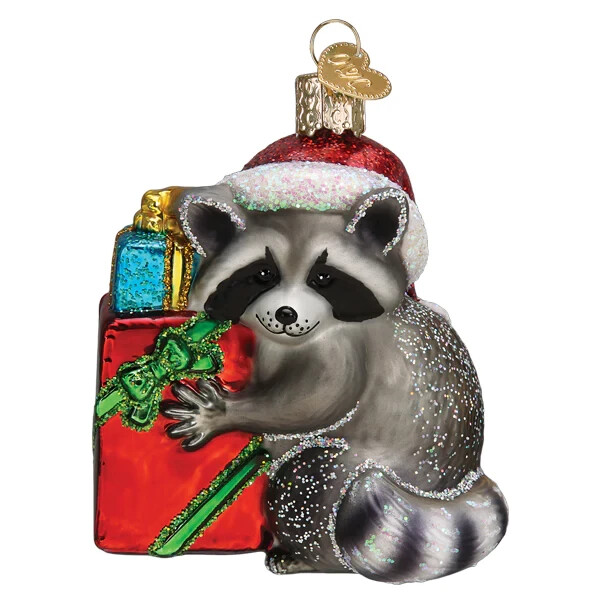 Old World Christmas CHRISTMAS BANDIT RACCOON (12678) Glass Ornament w/OWC Box