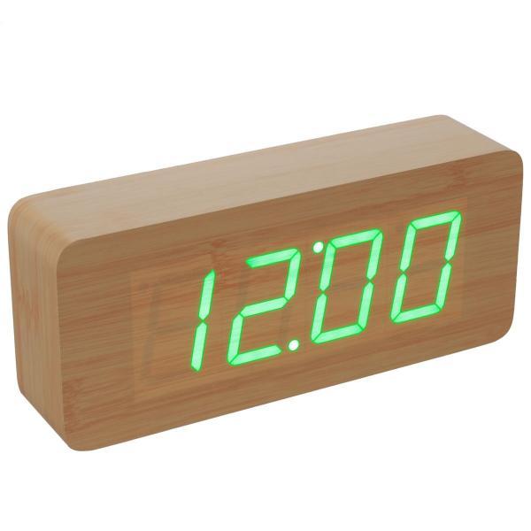 Orologio Sveglia Digitale Effetto Legno Display Led Allarme Cubo Tavolo Linq