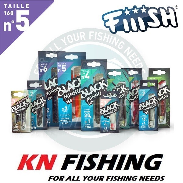 FIIISH BLACK MINNOW No.5 160mm Silicon Lures Sea Spinning Freshwater Fishing