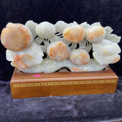 15.4lb Natural Crystal.hetian jade.Hand-carved.Exquisite shoutao Decoration