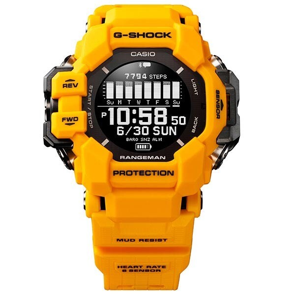 Pre-owned Casio G-shock Gpr-h1000-9jr Rangeman Master Of Bluetooth Gps Men Watch Yellow