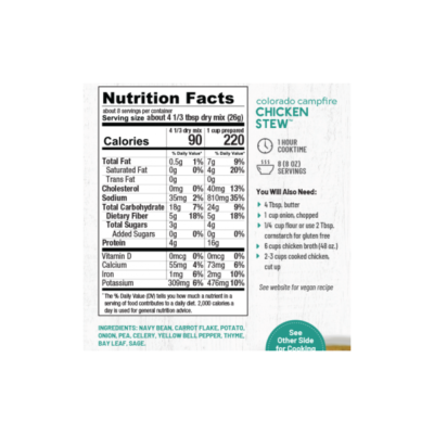 Frontier Colorado Campfire Chicken Stew - Gluten Free, No Salt Added - Serves 8