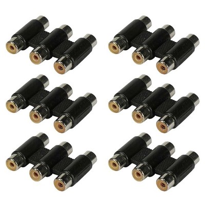 6x 3 RCA Triple Female to Female Inline Coupler Audio Video Adapter Connector